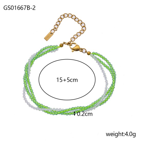 Natural stone bead chain stainless steel bracelet