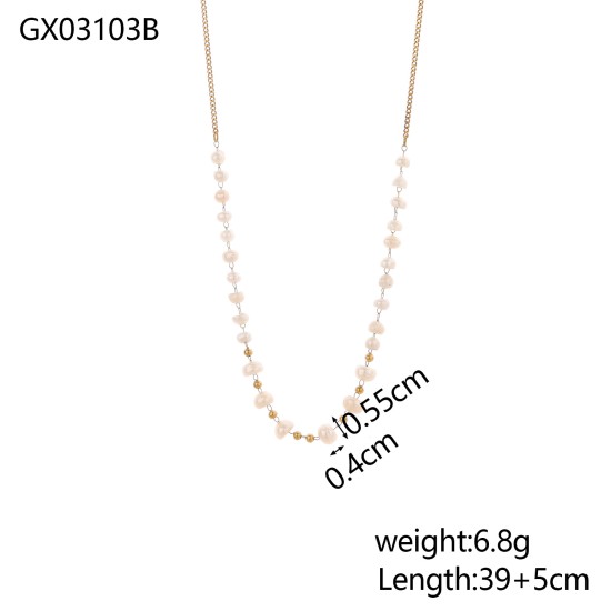 Pearl Natural Stone Stainless Steel Necklace