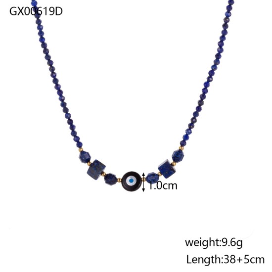 Natural stone stainless steel necklace