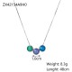 Round zircon colored diamond stainless steel necklace
