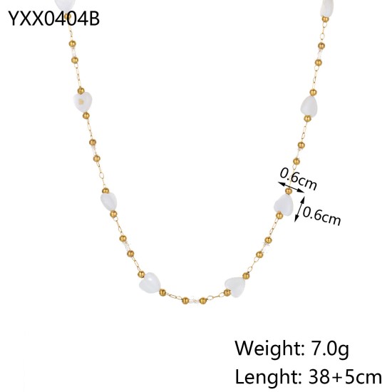 Natural stone bead stainless steel necklace