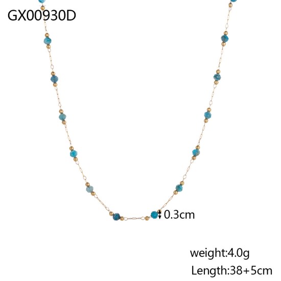 Natural stone pendant stainless steel necklace