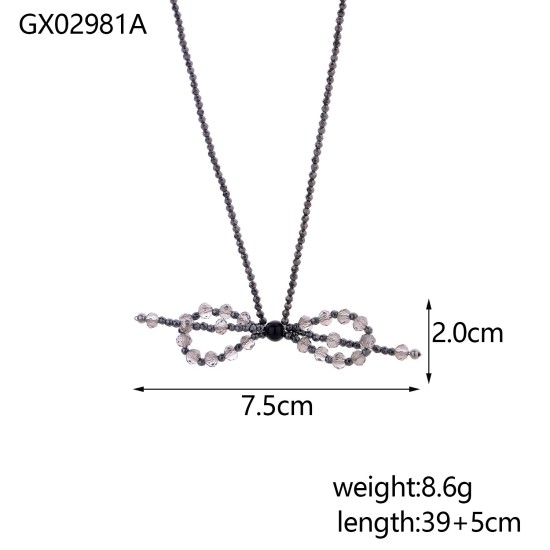 Bow bead stainless steel necklace