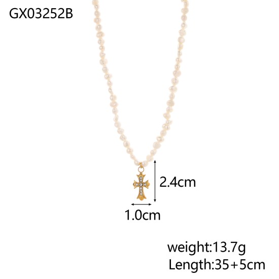 Pearl Natural Stone Stainless Steel Necklace