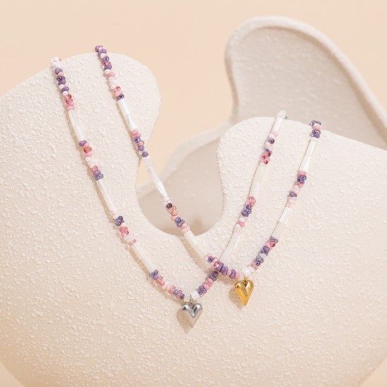 Natural stone pearl stainless steel necklace