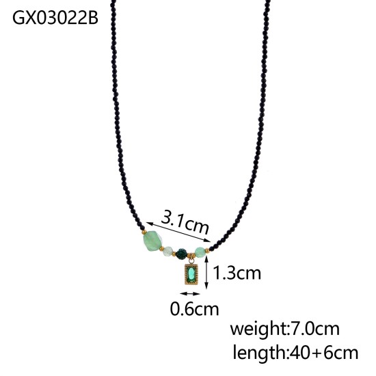 Crystal Natural Stone Stainless Steel Necklace