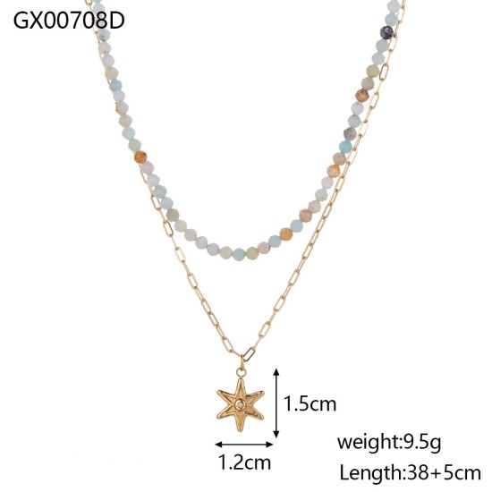 Colorful natural stone pendant necklace