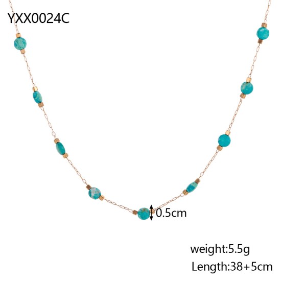 Colorful natural stone pendant necklace