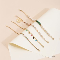 Beaded natural stone pearl bracelet