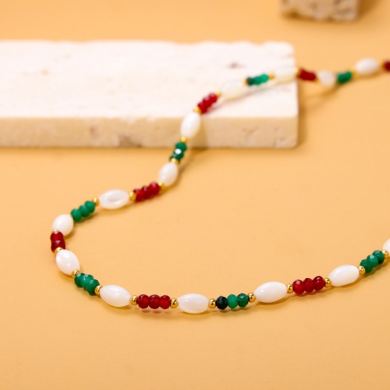 Colorful zircon stainless steel necklace