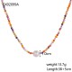 Multi colored rice bead bead bead stainless steel necklace