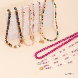 Natural stone pearl stainless steel necklace