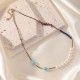 Colorful natural stone stainless steel necklace