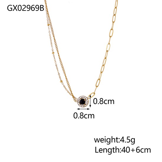Zircon pendant stainless steel necklace