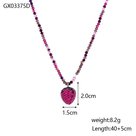  Natural stone handmade stainless steel necklace