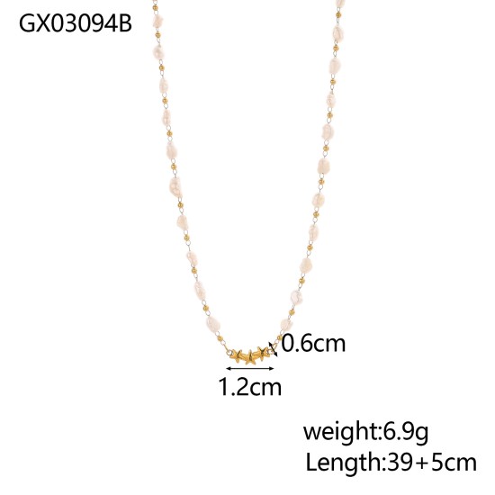 Pearl Natural Stone Stainless Steel Necklace