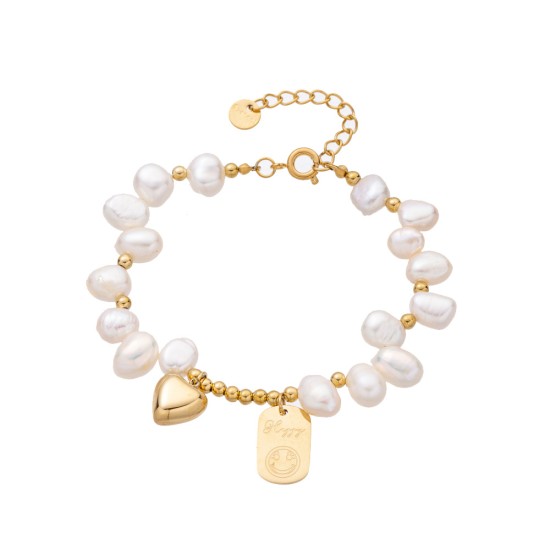 Pearl pendant heart-shaped stainless steel necklace