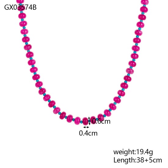 Natural stone pearl stainless steel necklace