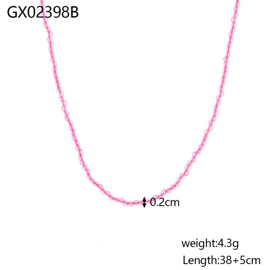 Beaded natural stone stainless steel necklace