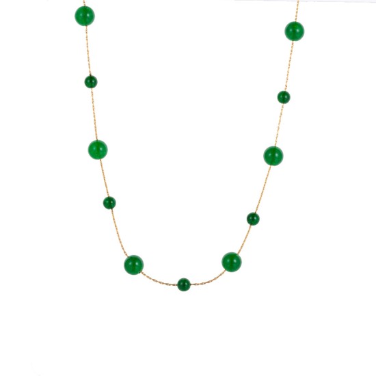 Handmade bead natural stone stainless steel necklace