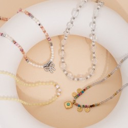 Natural stone stainless steel necklace