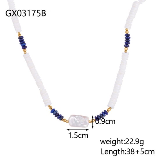 Beaded stainless steel necklace