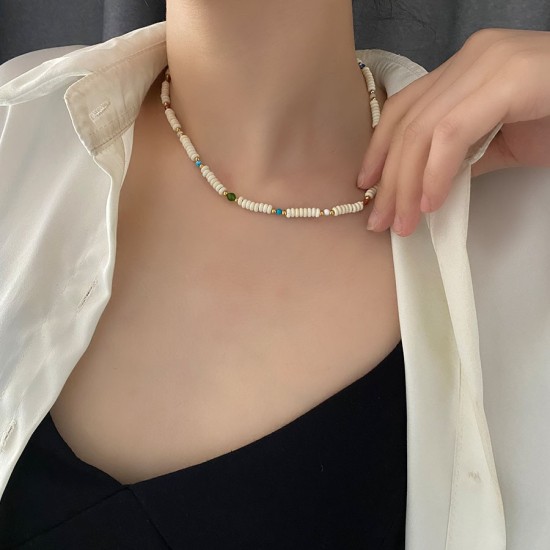 Natural stone pendant stainless steel necklace