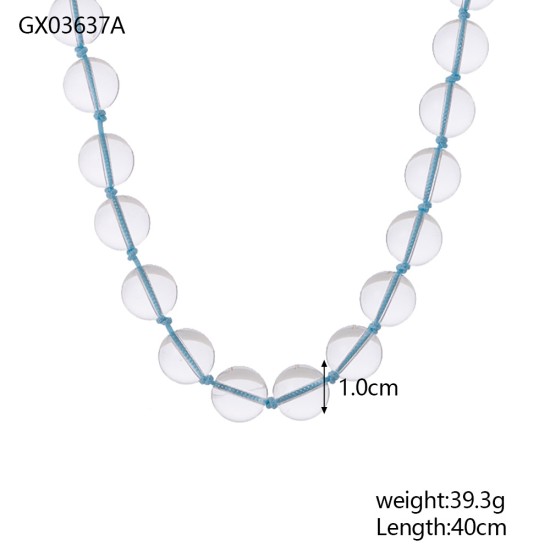 Crystal crushed stone stainless steel necklace