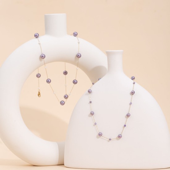 Natural stone stainless steel necklace