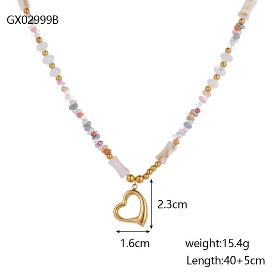 Natural stone stainless steel necklace