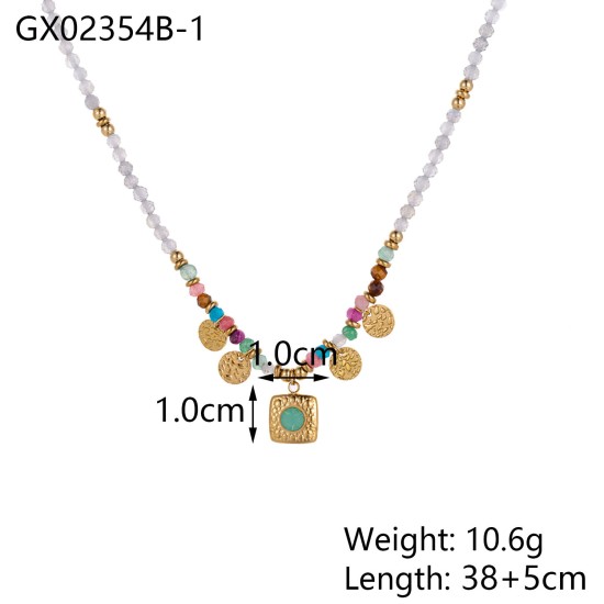 Natural stone stainless steel necklace
