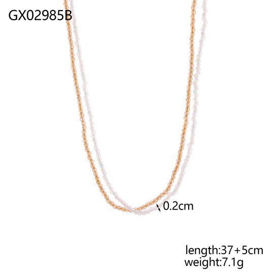 Natural stone crystal stainless steel necklace