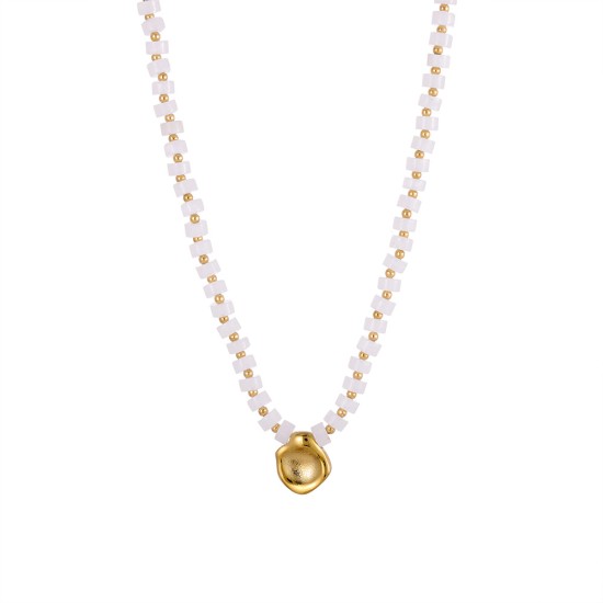 Natural stone stainless steel necklace