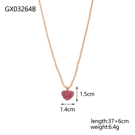 Natural stone crystal stainless steel necklace