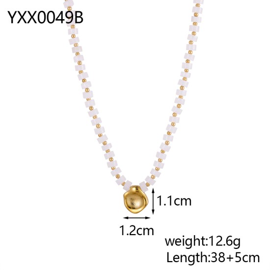 Natural stone stainless steel necklace