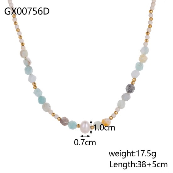 Beaded stainless steel necklace