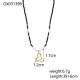Black rope natural stone stainless steel necklace