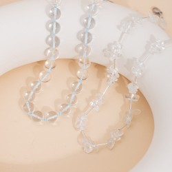 Crystal crushed stone stainless steel necklace