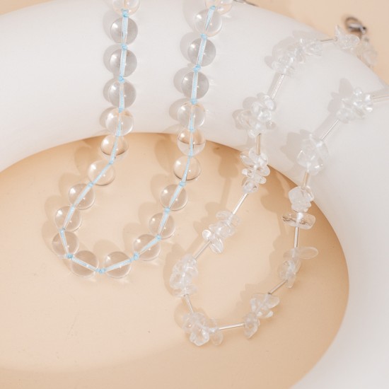 Crystal crushed stone stainless steel necklace