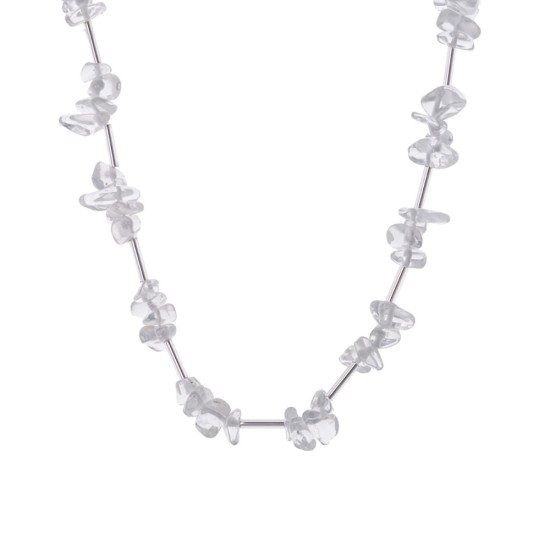 Crystal crushed stone stainless steel necklace