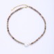 Colorful natural stone pearl stainless steel necklace