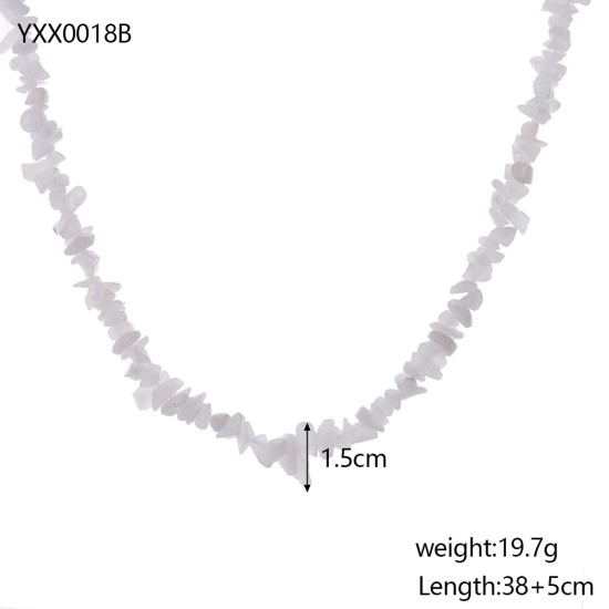 Natural stone pendant stainless steel necklace