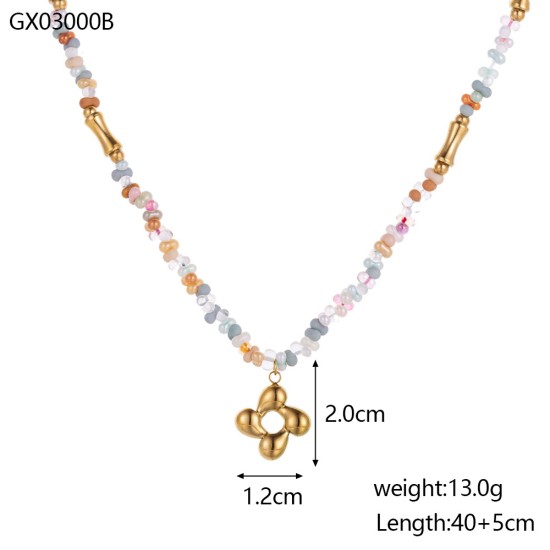 Natural stone stainless steel necklace