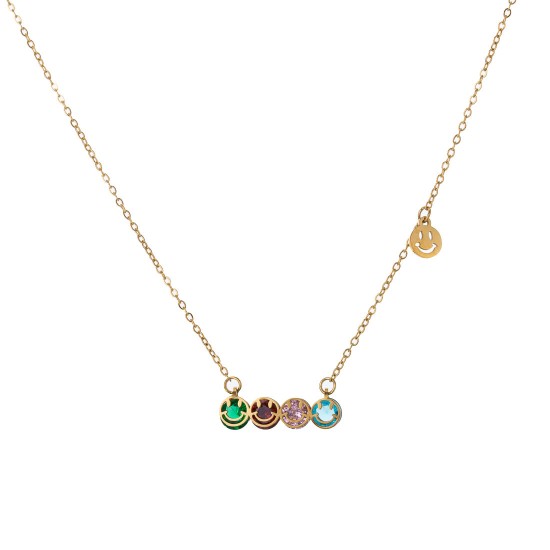 Colored crystal pendant stainless steel necklace