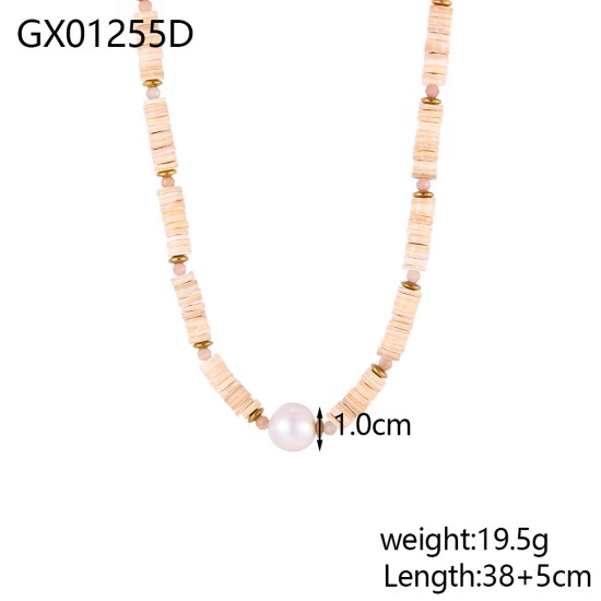 Natural stone pendant stainless steel necklace