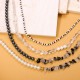 Beaded natural stone stainless steel necklace