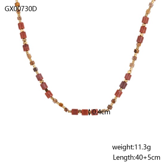 Natural stone stainless steel necklace