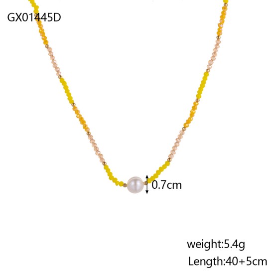 Natural stone pendant stainless steel necklace