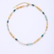Colorful natural stone pearl stainless steel necklace