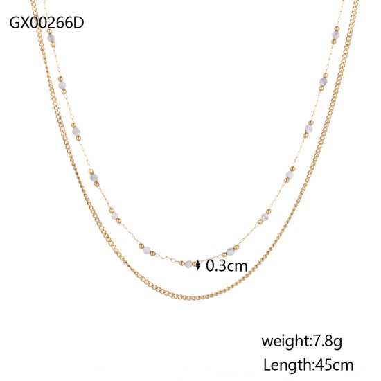 Natural stone pendant stainless steel necklace